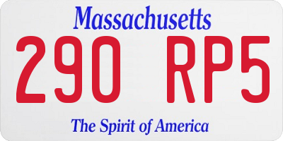 MA license plate 290RP5