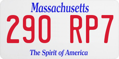 MA license plate 290RP7