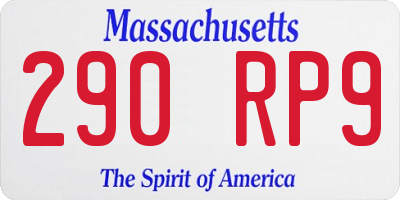 MA license plate 290RP9