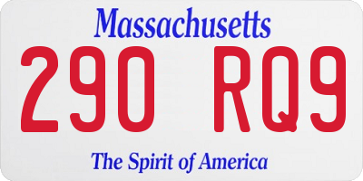 MA license plate 290RQ9