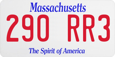 MA license plate 290RR3