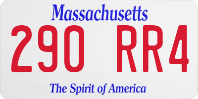 MA license plate 290RR4