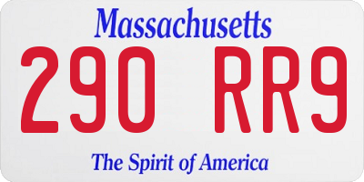 MA license plate 290RR9
