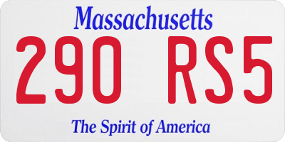 MA license plate 290RS5