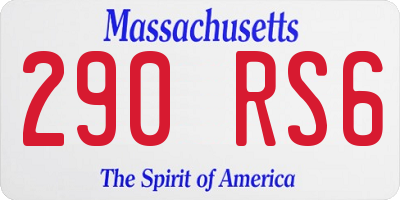 MA license plate 290RS6