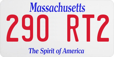 MA license plate 290RT2