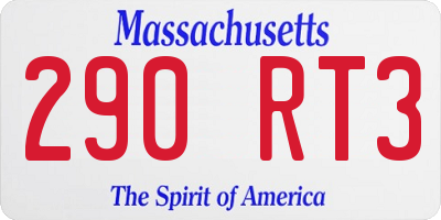 MA license plate 290RT3