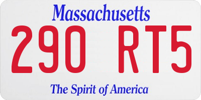 MA license plate 290RT5