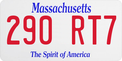 MA license plate 290RT7