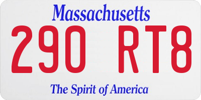 MA license plate 290RT8