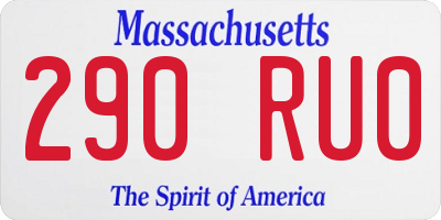 MA license plate 290RU0
