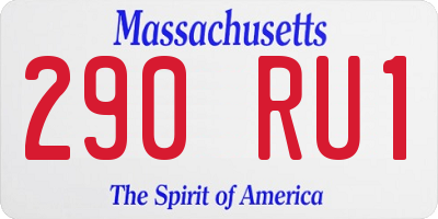 MA license plate 290RU1