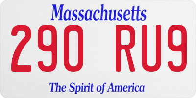 MA license plate 290RU9