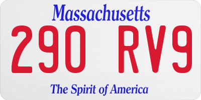 MA license plate 290RV9