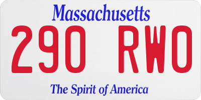 MA license plate 290RW0