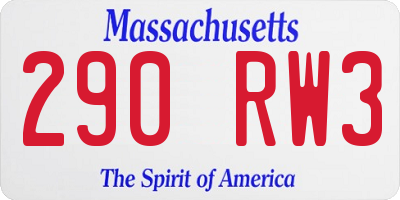 MA license plate 290RW3