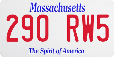 MA license plate 290RW5