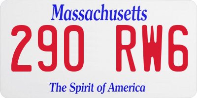 MA license plate 290RW6