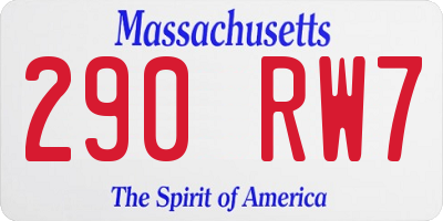 MA license plate 290RW7