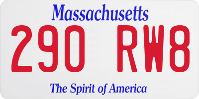 MA license plate 290RW8