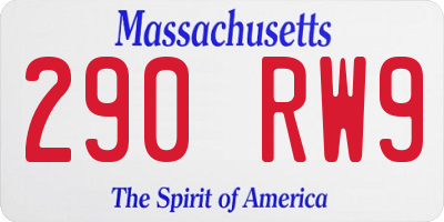 MA license plate 290RW9