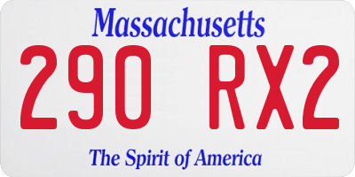 MA license plate 290RX2
