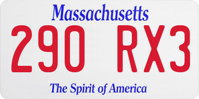 MA license plate 290RX3