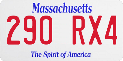 MA license plate 290RX4
