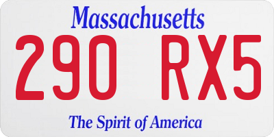 MA license plate 290RX5