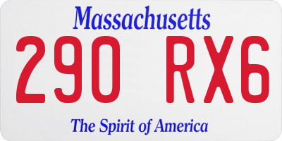 MA license plate 290RX6