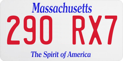MA license plate 290RX7
