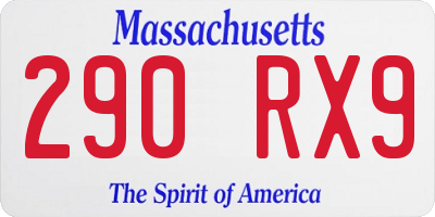 MA license plate 290RX9