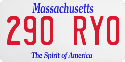 MA license plate 290RY0