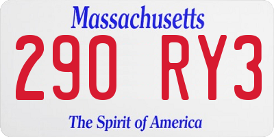 MA license plate 290RY3