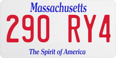 MA license plate 290RY4