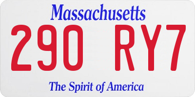 MA license plate 290RY7