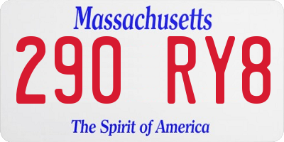 MA license plate 290RY8