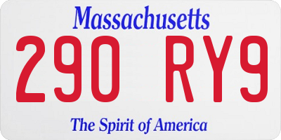MA license plate 290RY9