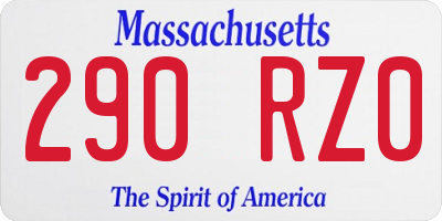 MA license plate 290RZ0