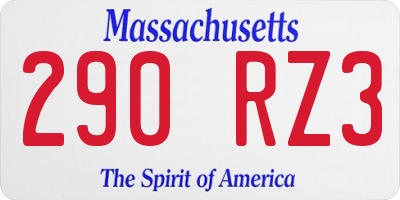 MA license plate 290RZ3
