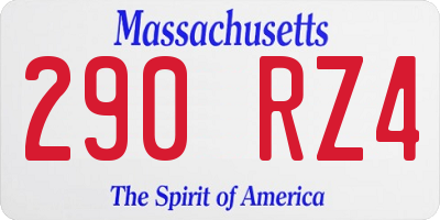 MA license plate 290RZ4