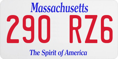 MA license plate 290RZ6