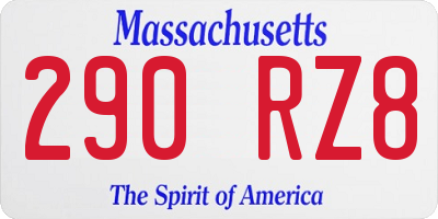 MA license plate 290RZ8