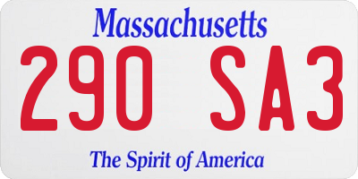 MA license plate 290SA3