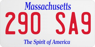 MA license plate 290SA9