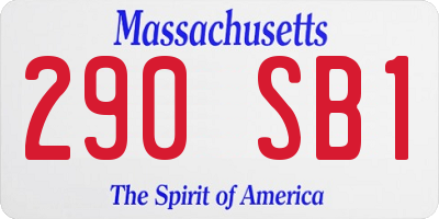 MA license plate 290SB1