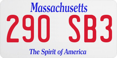MA license plate 290SB3