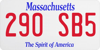 MA license plate 290SB5