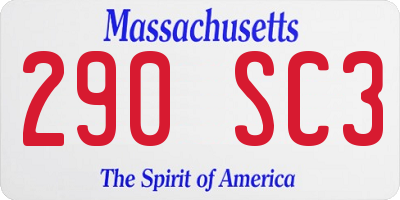 MA license plate 290SC3
