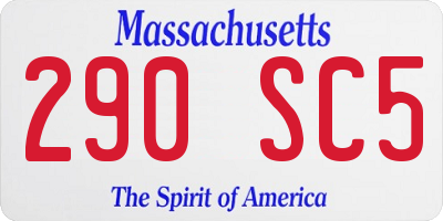 MA license plate 290SC5